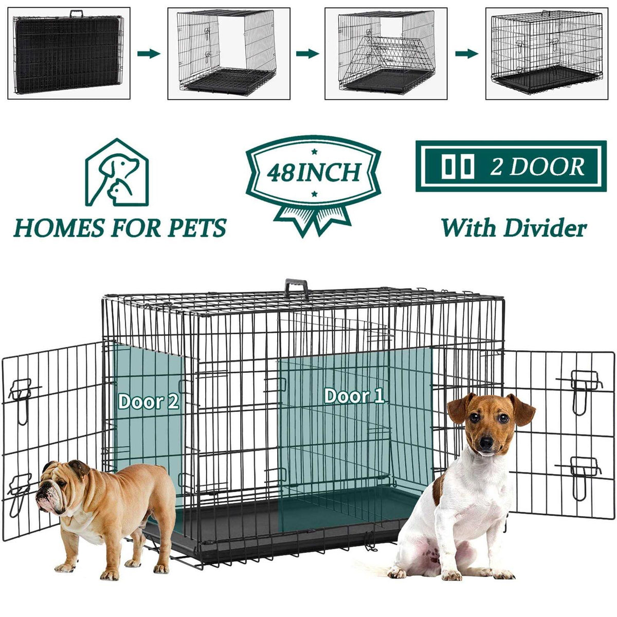48 Inch Folding Metal Wire Dog Crate U8830