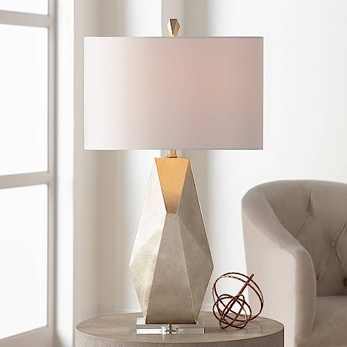 32 1/2" Tall Geometric Mid Century Modern End Table Lamps Set of 2 Champagne Gold R921