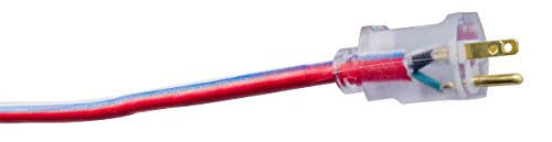Red White and Blue 100-Feet 12/3 Extension Cord with Lighted End O9905