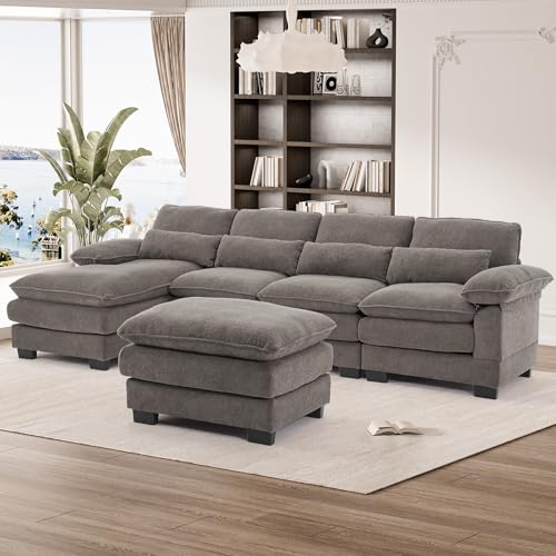 Beige White 114" U Shape Sectional Sofa P869403