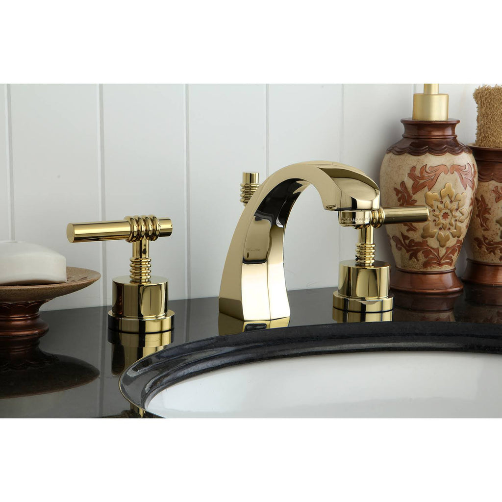 Polished Brass Two Handle Widespread Lavatory Faucet with Pop-Up N746141