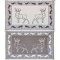 Black/Beige Reversible Outdoor Mat with Deer Pattern D487