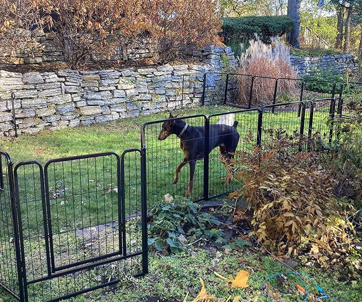 Dog Playpen 8/16/24/32 Panels 24/32/40-Inch Height Pet Fence Gate with Doors T12914