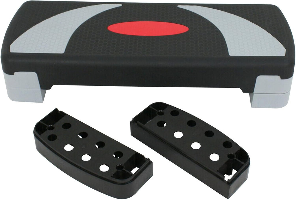 Gray Black Aerobic Step Platform Stepper Adjust 4"-6"-8" with Risers R629300