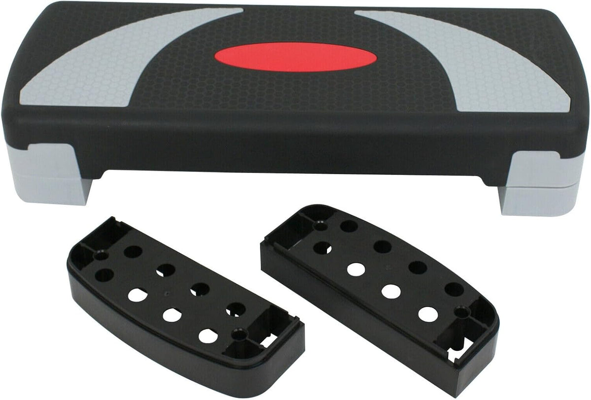 Gray Black Aerobic Step Platform Stepper Adjust 4"-6"-8" with Risers R629300