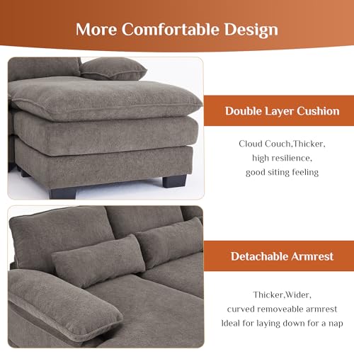 Beige White 114" U Shape Sectional Sofa P869403