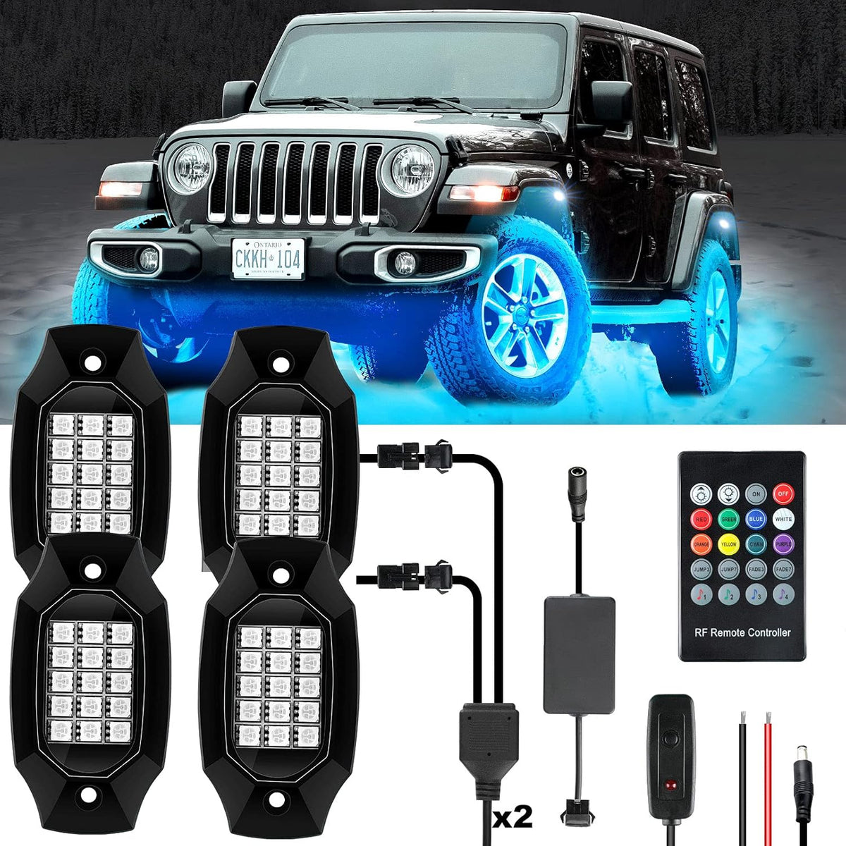 RGBW LED Rock Lights Under Car Lighting Kit 8Pods R7523