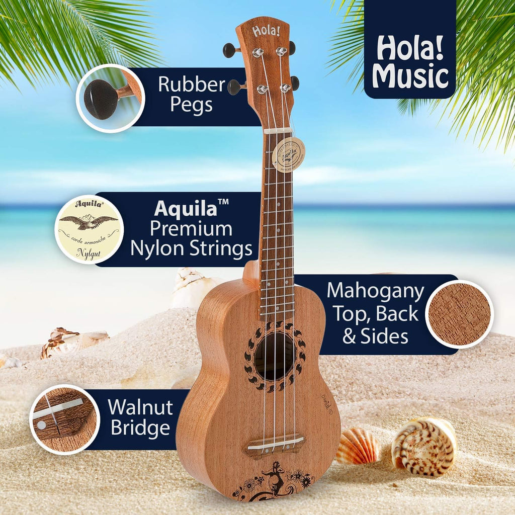 Mahogany Soprano Ukulele Bundle with Padded Gig Bag R4526