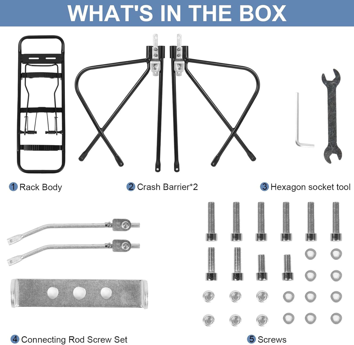 Rear Bicycle Rack with Luggage Clip & Cargo Net, Height Adjustable, 66lbs Capacity U857151