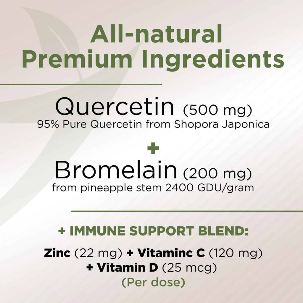 Quercetin 500mg with Vitamin C Zinc Bromelain and Vitamin D3 360 Veggie Caps Q74579
