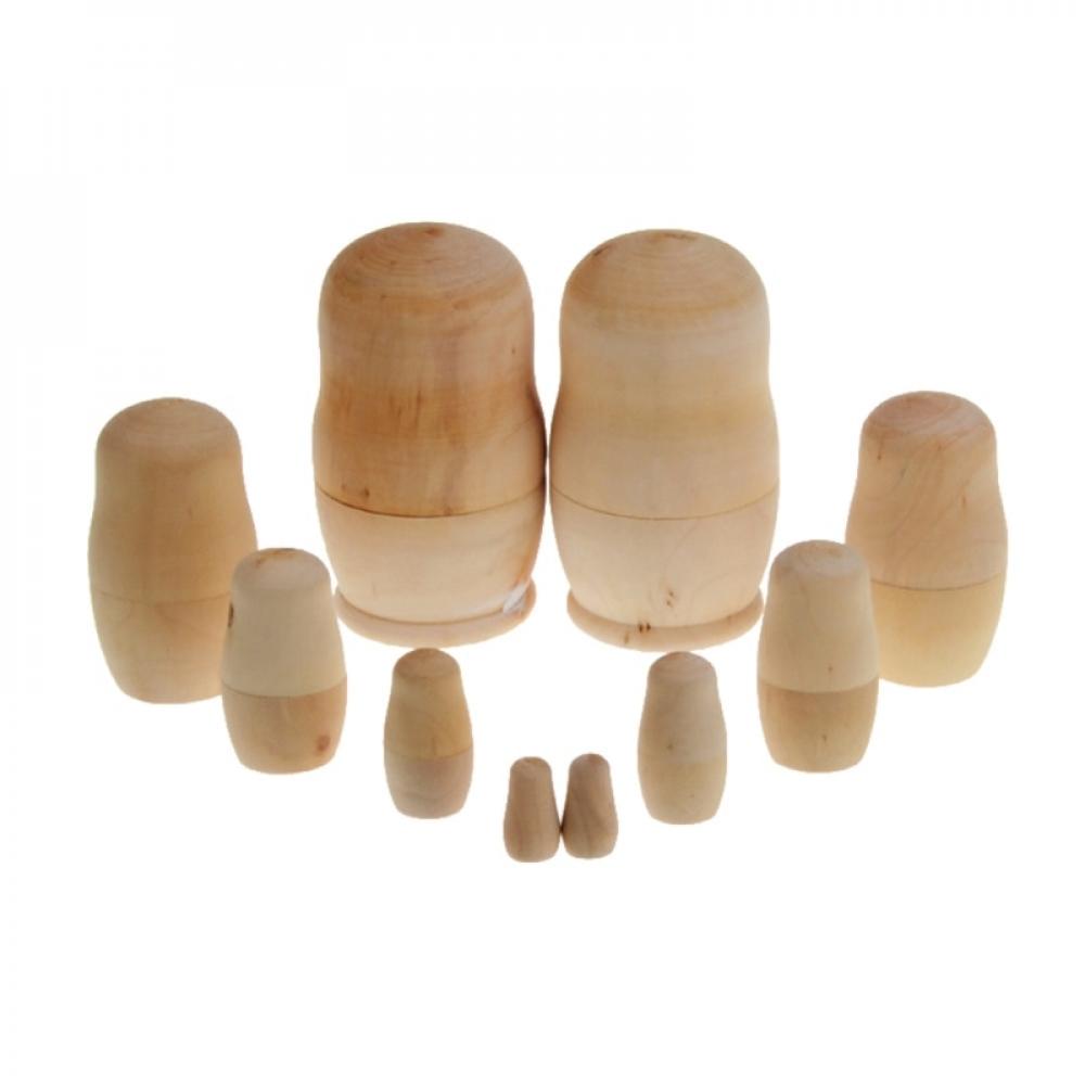 5pcs Unpainted Wooden Matryoshka Doll DIY Toy Z379375