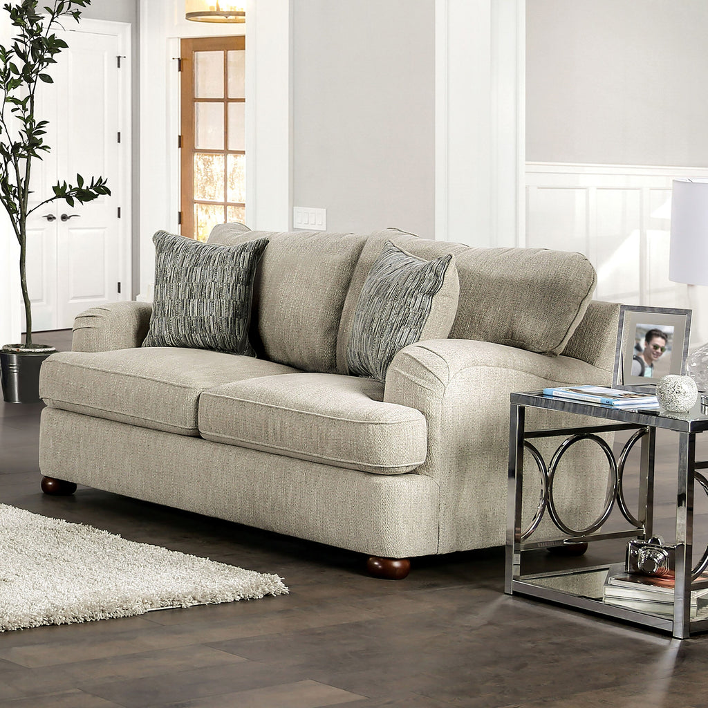 Cream Chenille Padded Loveseat E700