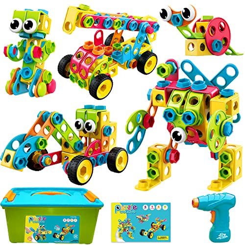 195 Pcs STEM Building Blocks Toy Set with Storage Box U239