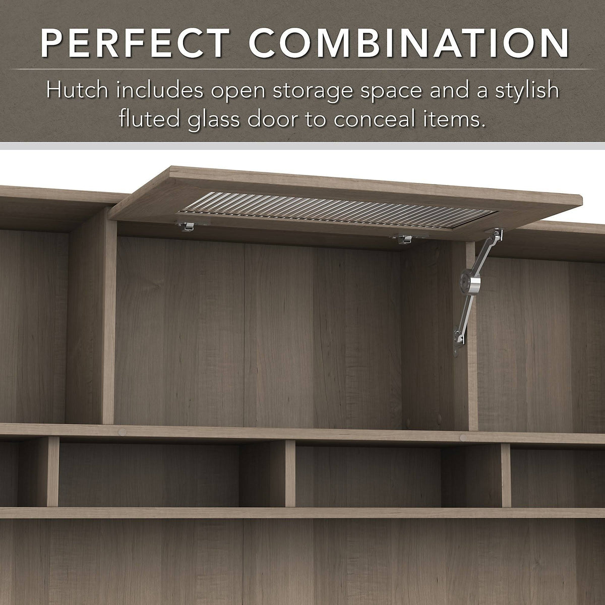 Heather Gray Metal L-Shaped Hutch Desk with 5-Shelf Bookcase T64334