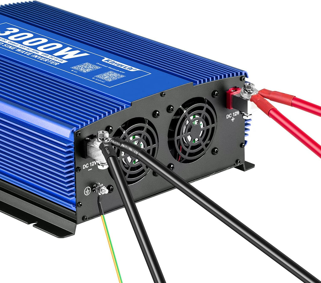 3000W Power Inverter DC12V to 110V AC Car Inverter with 4AC Outlets 2USB Port Y232706
