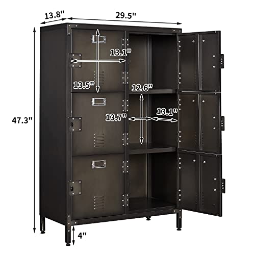Metal Locker Storage Cabinet with 6 Lockable Doors M3631