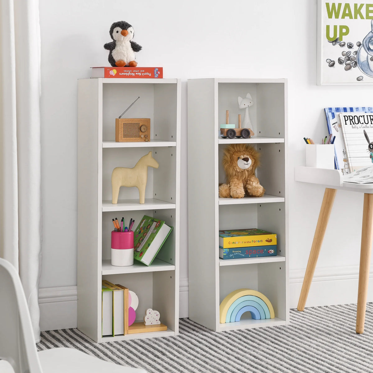 8-Tier Media Tower Rack Storage Cabinet with Adjustable Shelves J299