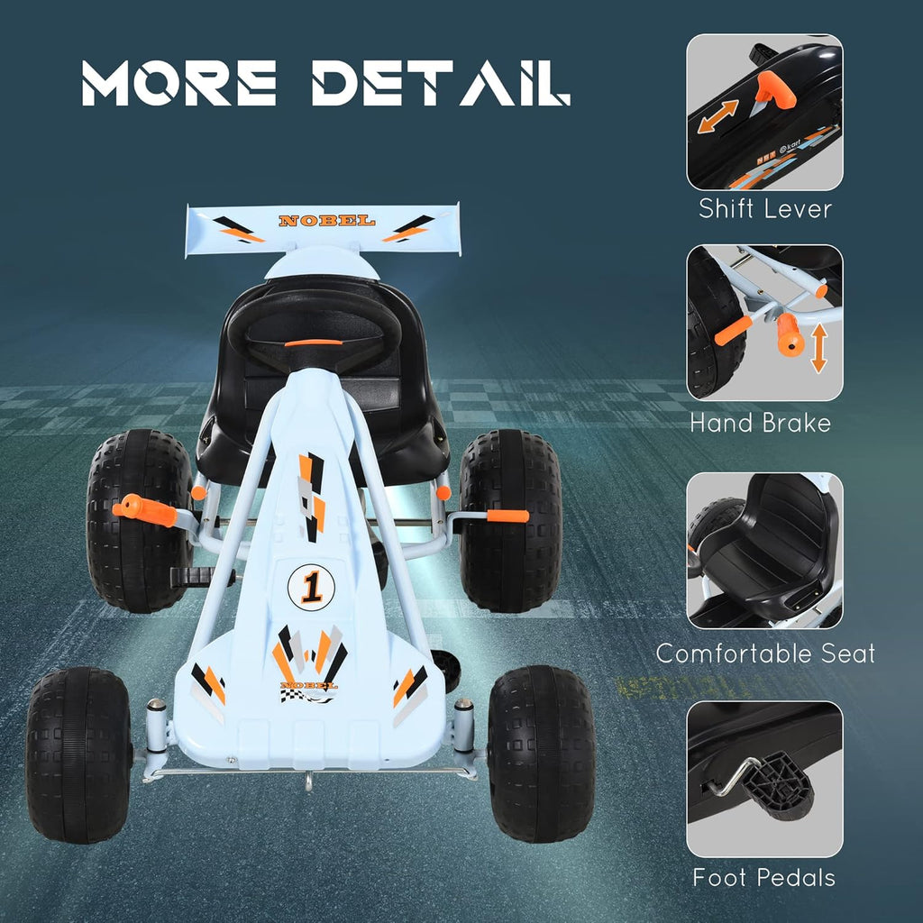 White Plastic Pedal Go Kart with Adjustable Seat I282