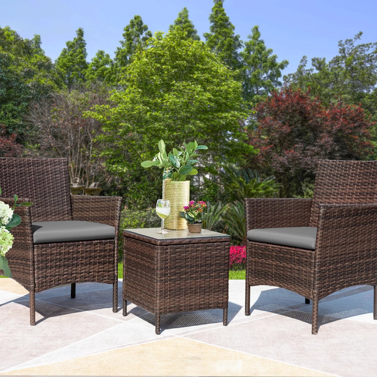 PE Rattan Set of 3 Patio Conversation Set L434200