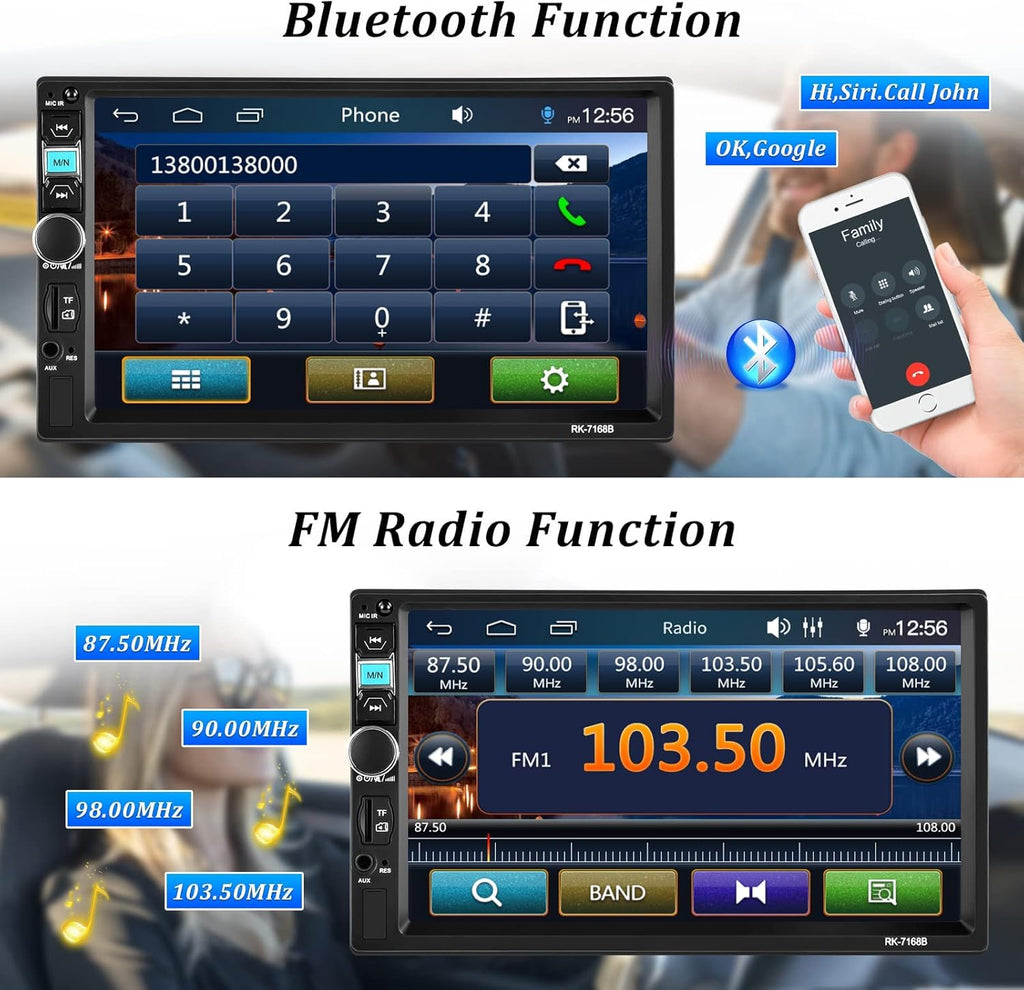 2 Din 7 Inch Touch Screen Car Stereo with Bluetooth B645