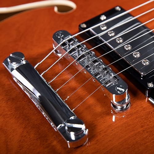 Brown Semi-Hollow Body Electric Guitar with F-Hole W93341