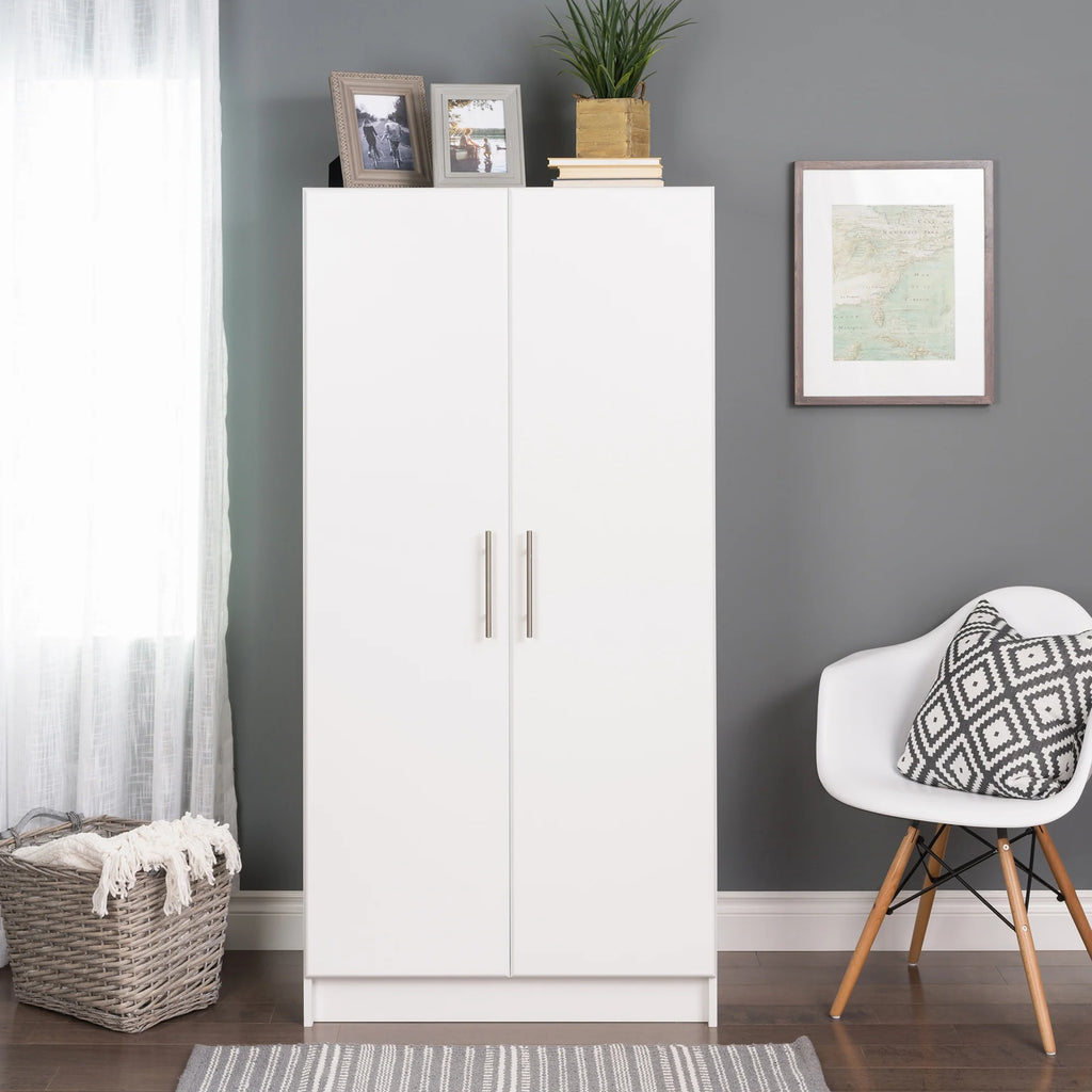 White Wardrobe Closet with Hanging Rail K14260