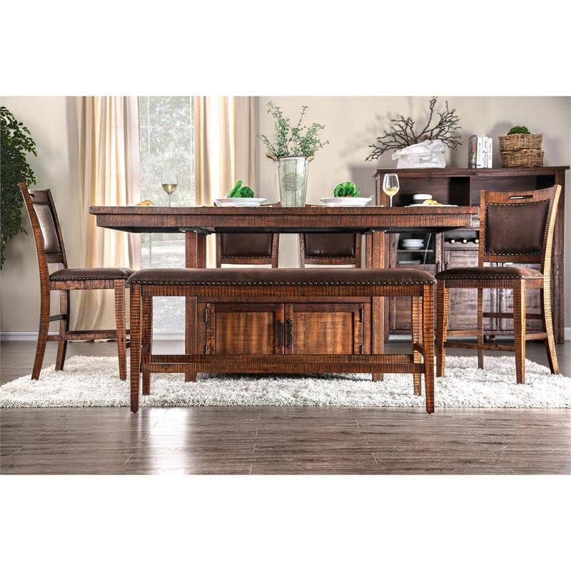 Solid Wood Counter Height Bench in Dark Oak T9178