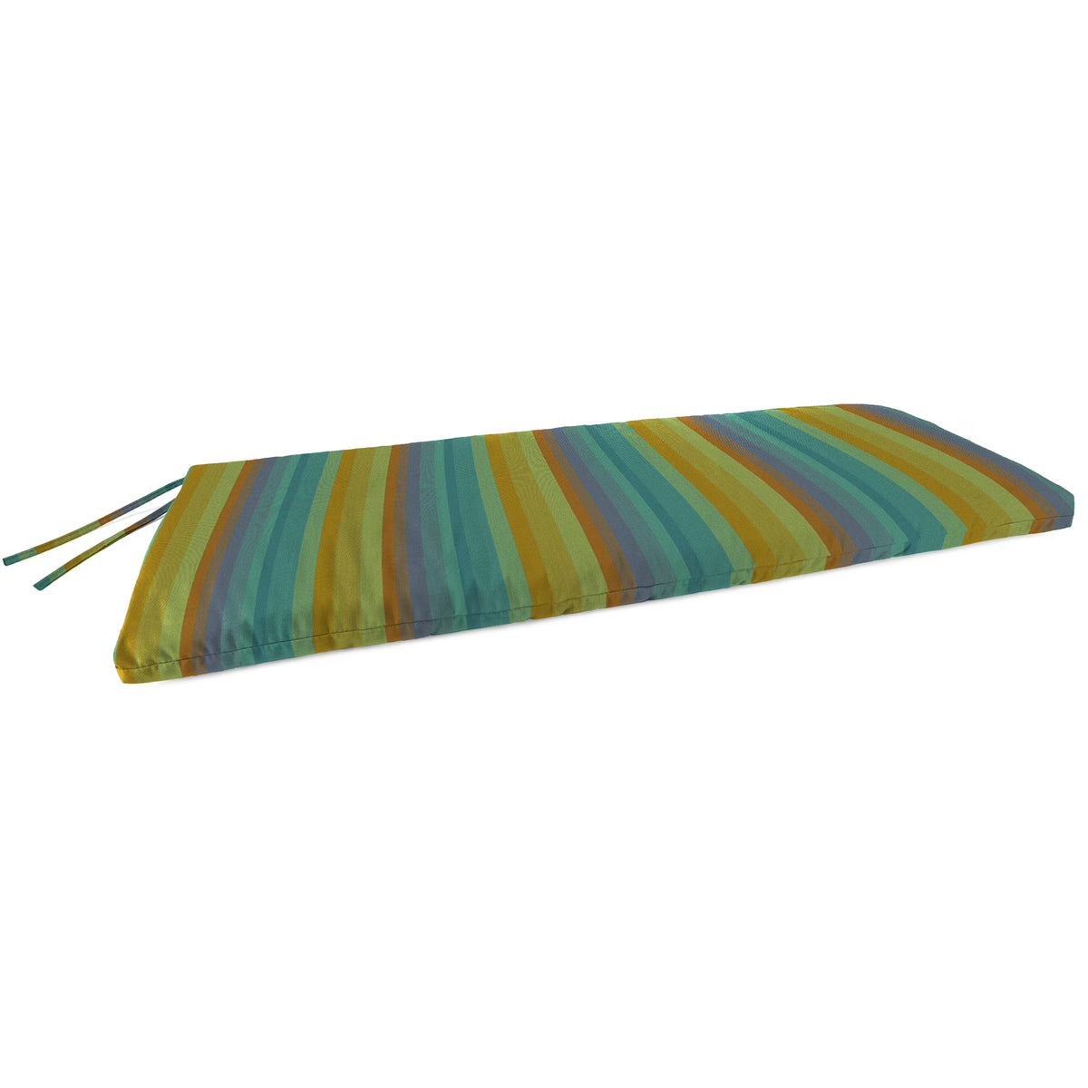 Sunbrella Multicolor Stripe Rectangular Outdoor Settee Swing Bench Cushion with Ties O839095