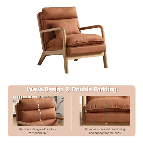 Green Upholstered Accent Chair with Wood Frame Q594