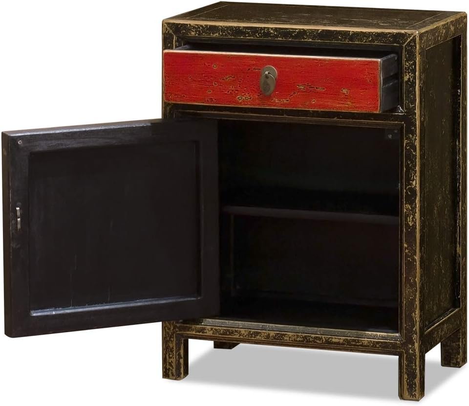 Distressed Red and Black Chinese Cabinet P6592