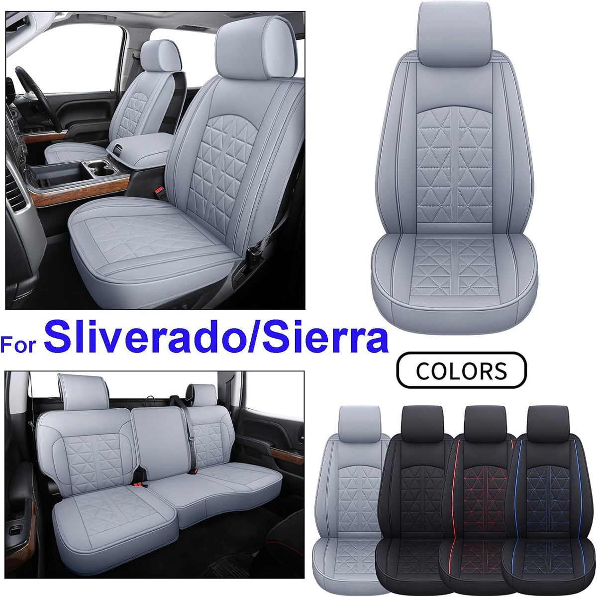 Black&Red Synthetic Leather Car Seat Cover Full Set U51345