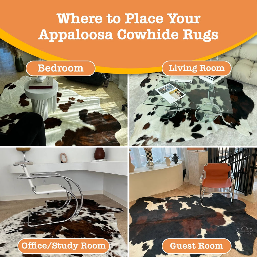 Genuine Leather Cowhide Rug Medium Tricolor 6' x 8' R5699