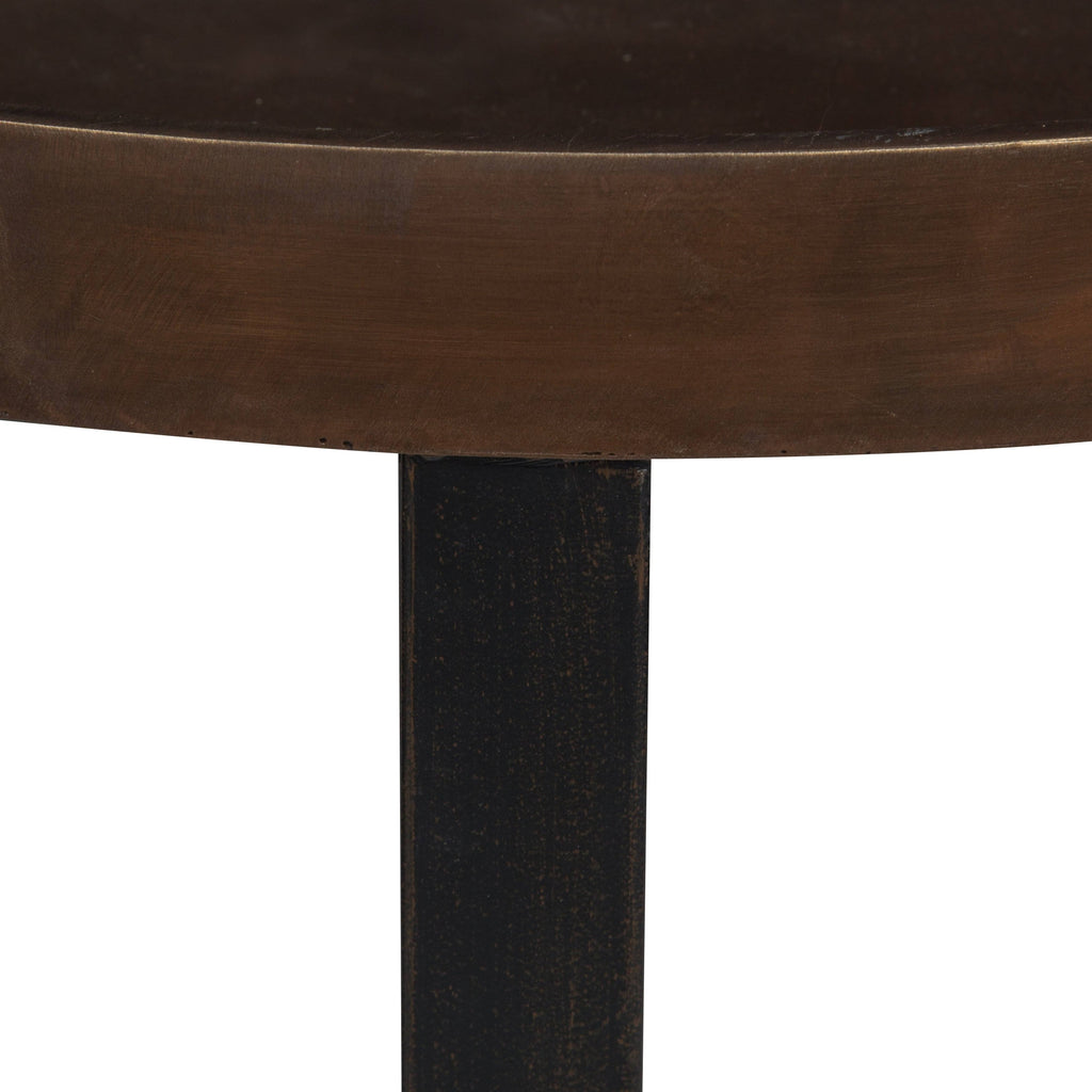 Bronze and Black Round Metal End Table F210463