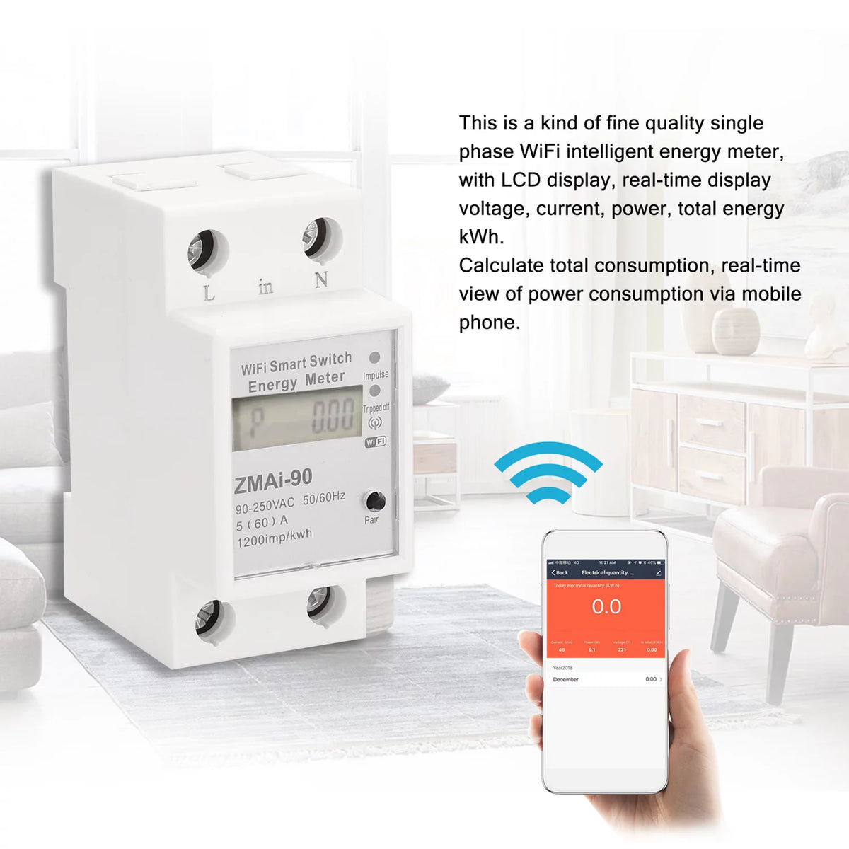 Single-Phase Din Rail Wifi Energy Meter H180