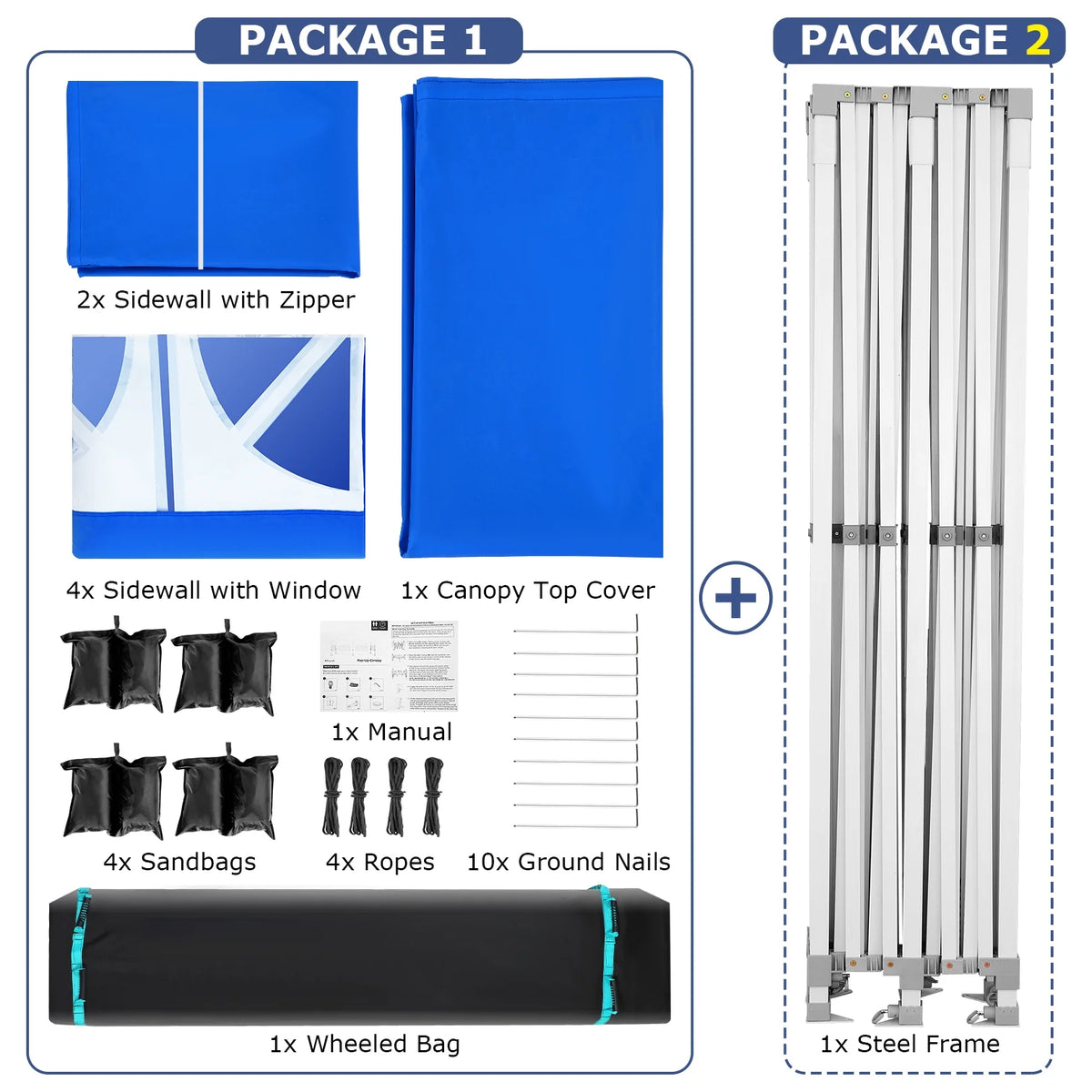 13x26 Heavy Duty Canopy Party Tent with Side Walls Blue O3762