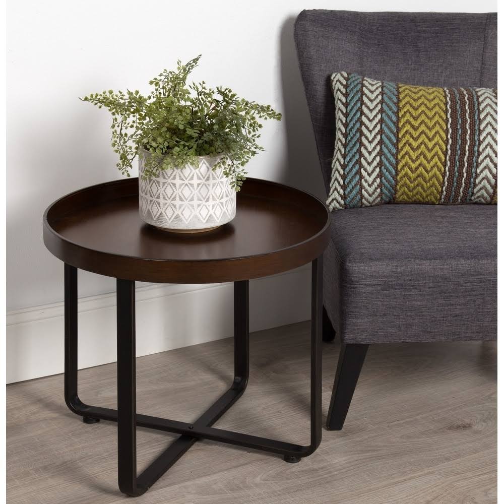 Bronze and Black Round Metal End Table F210463