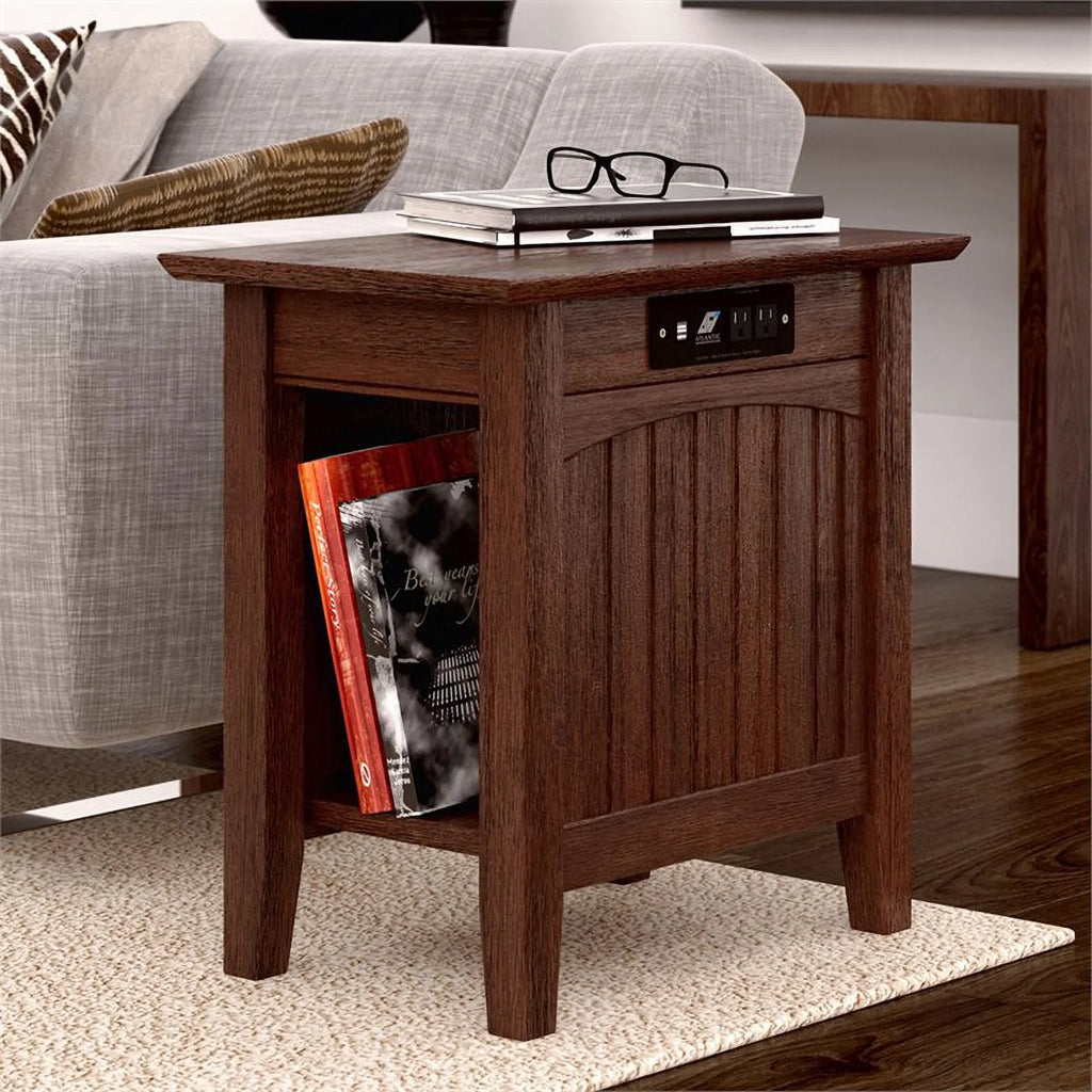 2 Piece Wood End Table Set in Burnt Amber U6145