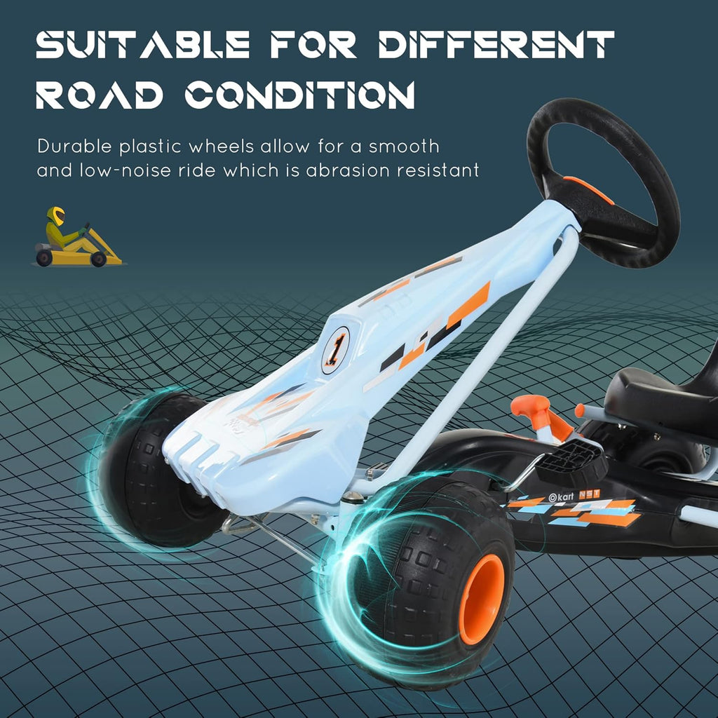White Plastic Pedal Go Kart with Adjustable Seat I282