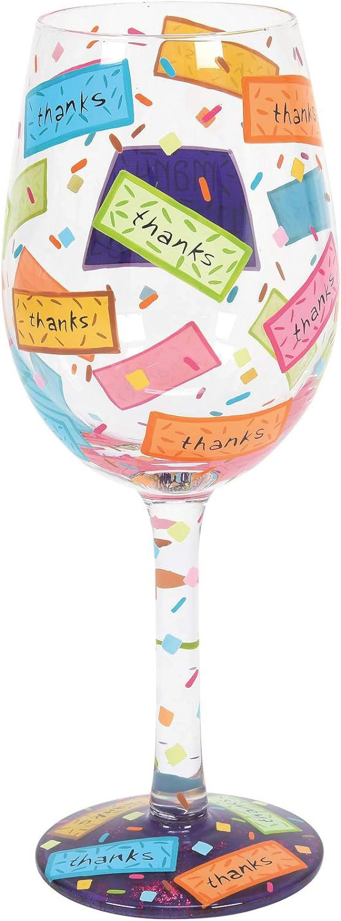 Hand-Painted Artisan Wine Glass 15 Ounce Multicolor V132050