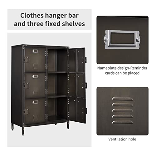 Metal Locker Storage Cabinet with 6 Lockable Doors M3631