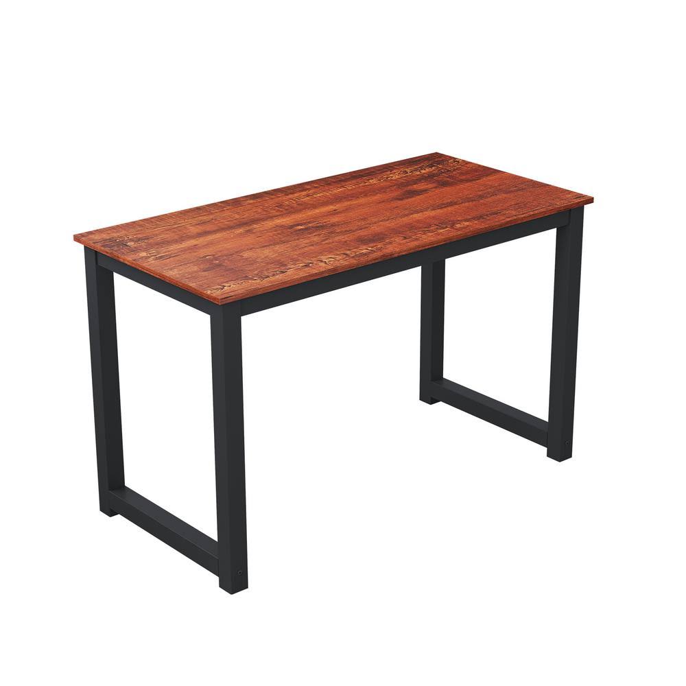 Brown Computer Desk with Black Metal Legs A4801