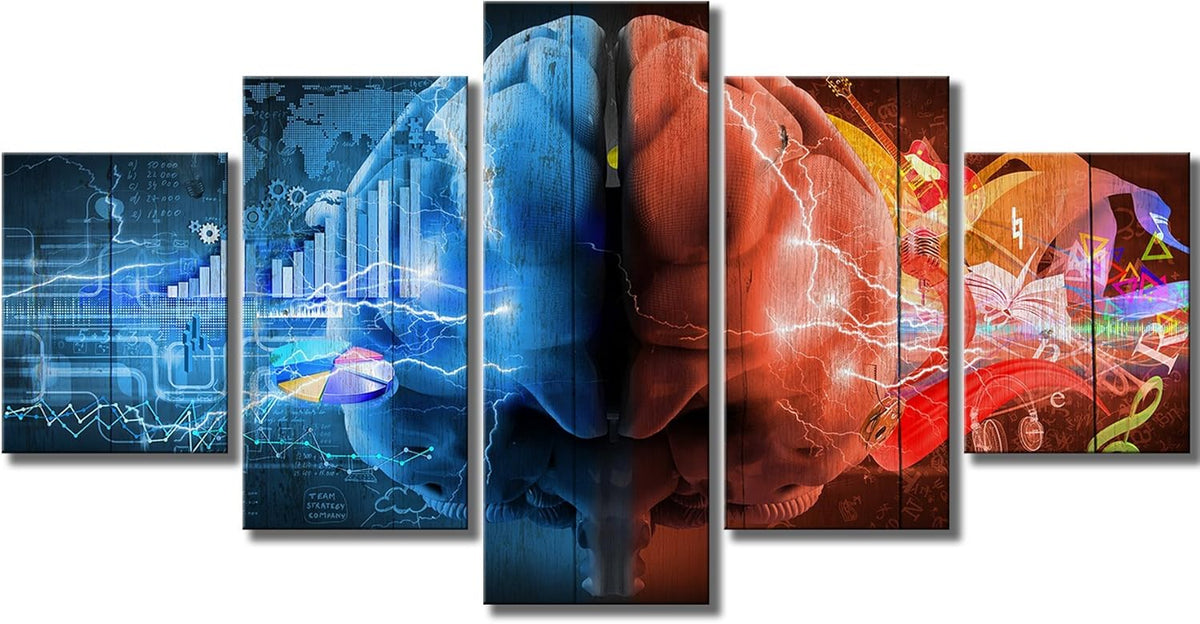 5 Piece Brain Art Canvas Wall Decoration I49379