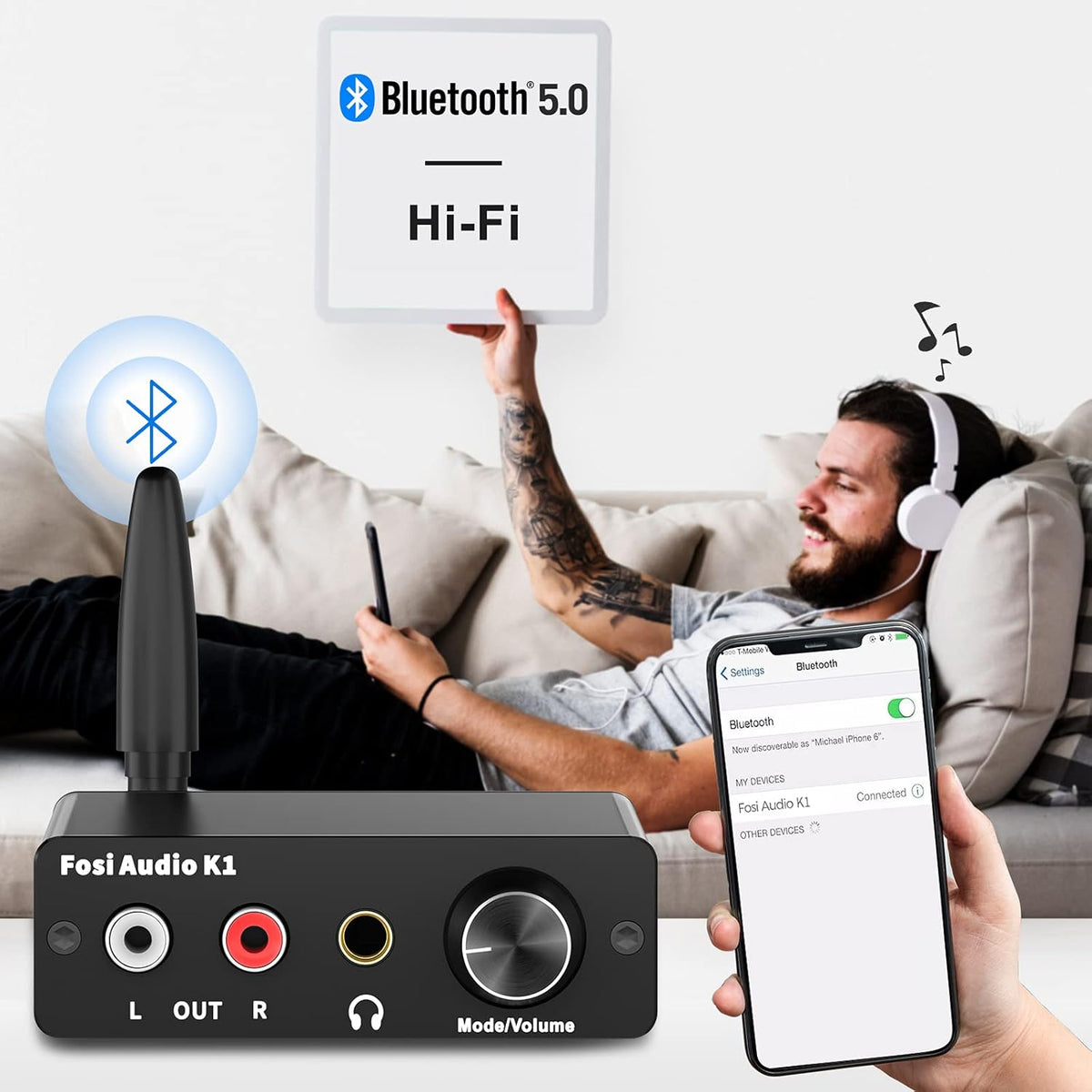 Bluetooth 5.0 DAC Headphone Amplifier 24-Bit 192 KHz USB Optical Coaxial to RCA Converter V99864