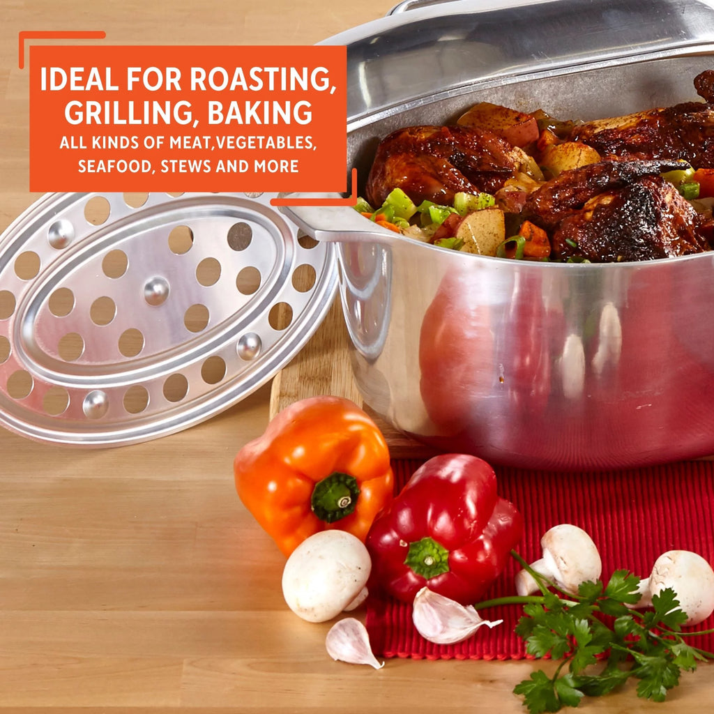 15 inch Cast Aluminum Roaster Pan with Lid and Roasting Tray T714