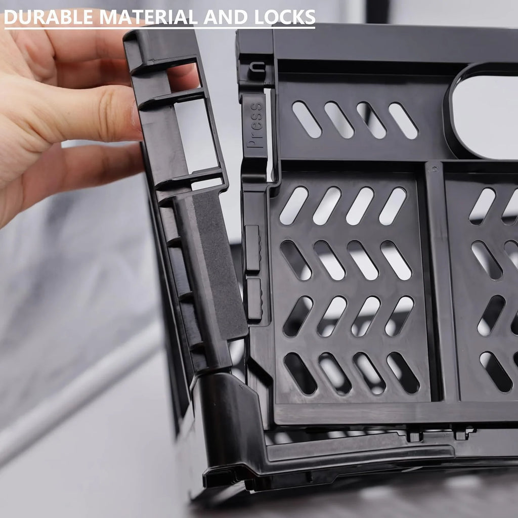 4-Pack Plastic Foldable Storage Crates, 20L, Black S521962