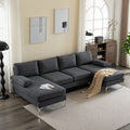 Dark Gray U-Shaped 4-Seat Modular Sofa Q335699