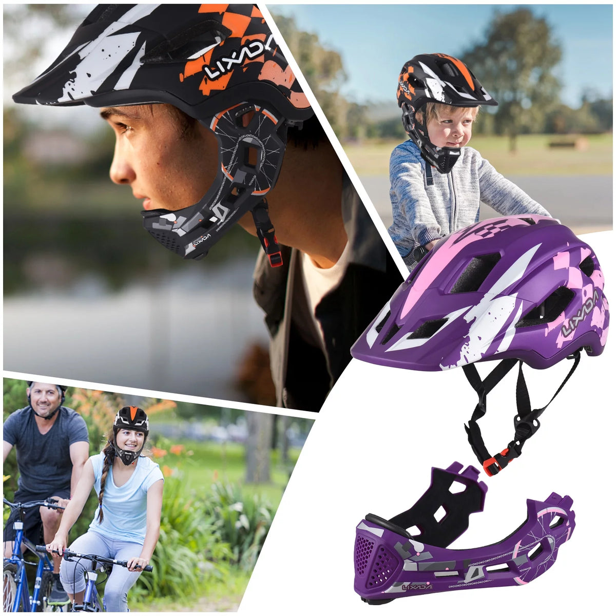 Kids Cycling Helmet Detachable Full Face Adjustable J3910