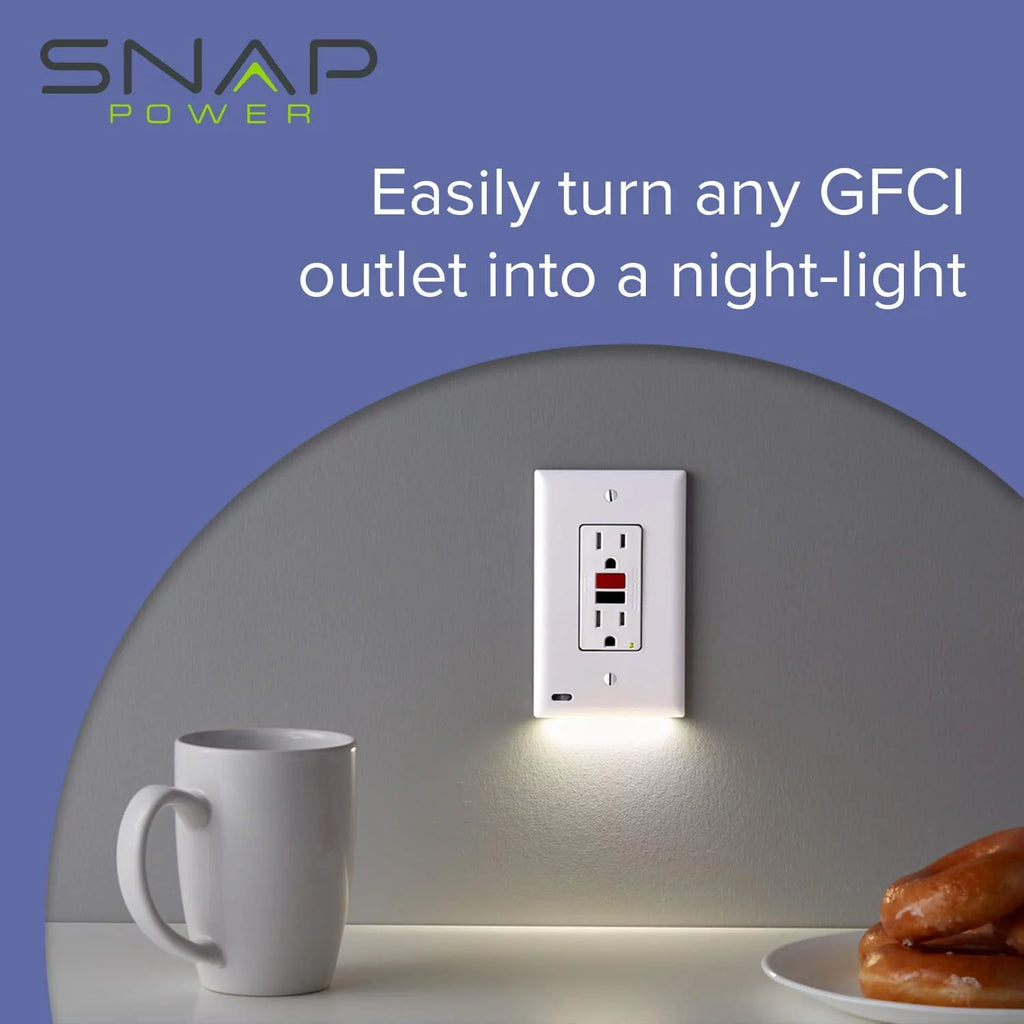 Light Almond GFCI Outlet Wall Plate with LED Night Light A542118