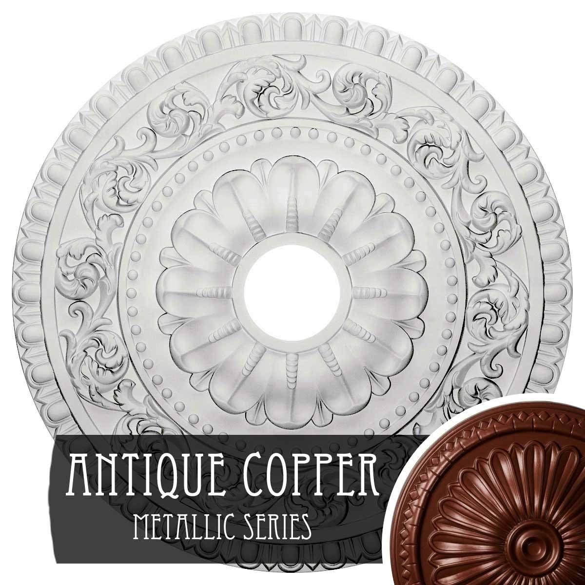 23 1/2x22OD x 3 1/2x22ID x 2 1/8x22P Hand-Painted Ceiling Medallion B36348