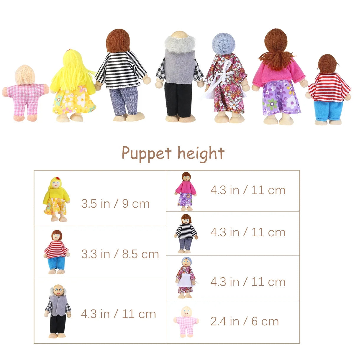 Wooden Dolls Playset Set of 7 People Z687